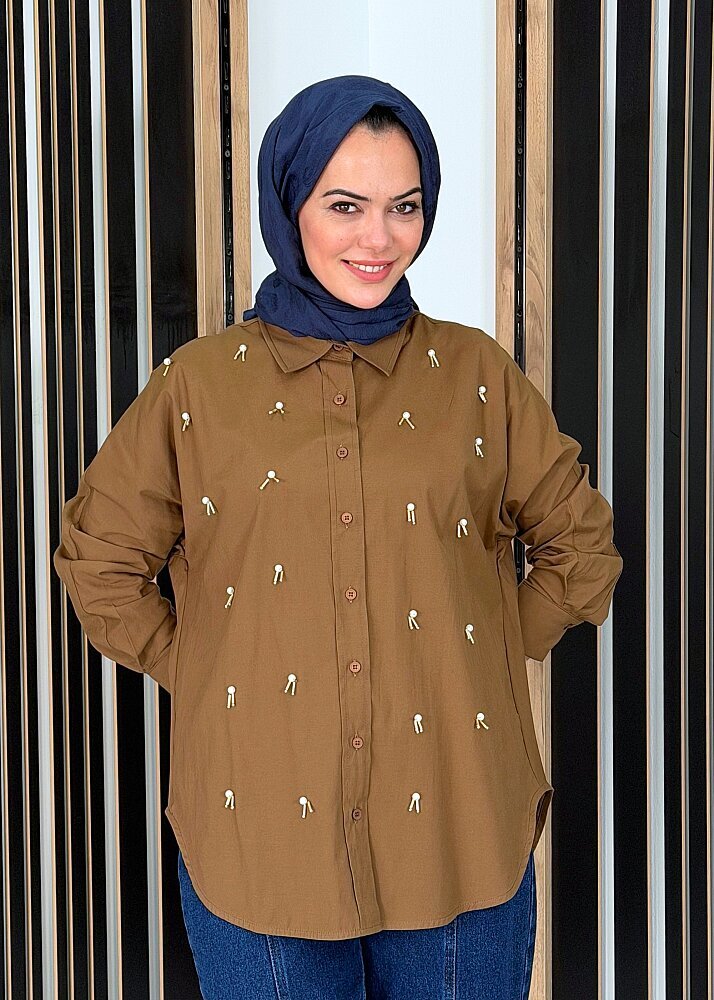Cloche Alava Geniş Gömlek KAHVERENGİ - 2