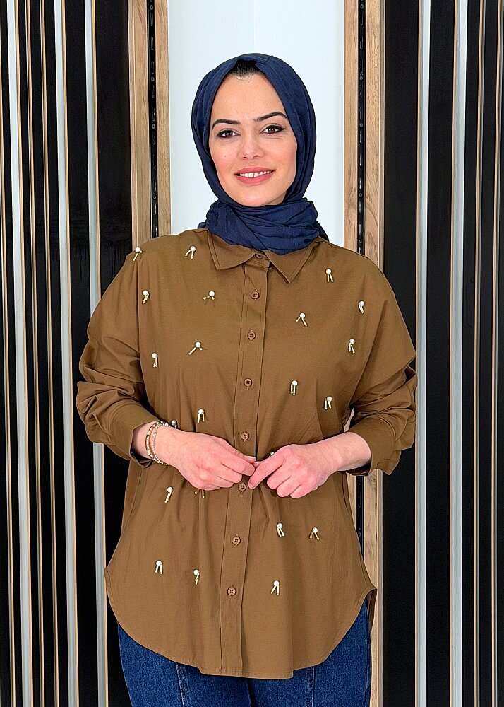 Cloche Alava Geniş Gömlek KAHVERENGİ - 3