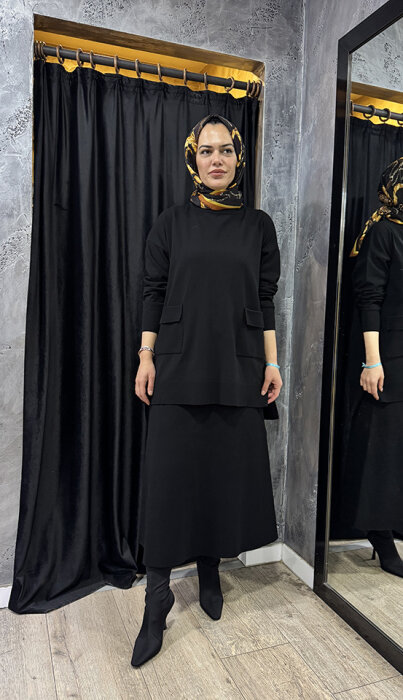Cloche Cepli Triko Tunik SİYAH - 1