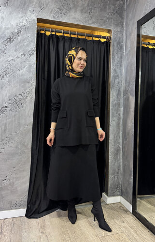 Cloche Cepli Triko Tunik SİYAH (1)