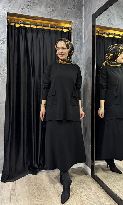 Cloche Cepli Triko Tunik SİYAH - 4