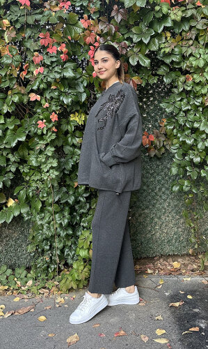 Cloche Dar Triko Pantolon GRİ - 2