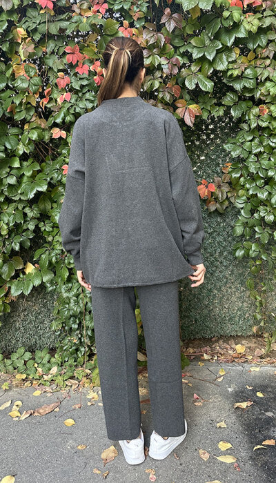 Cloche Dar Triko Pantolon GRİ - 3