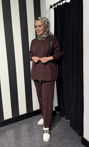 Cloche Fermuarlı Triko Hırka BORDO