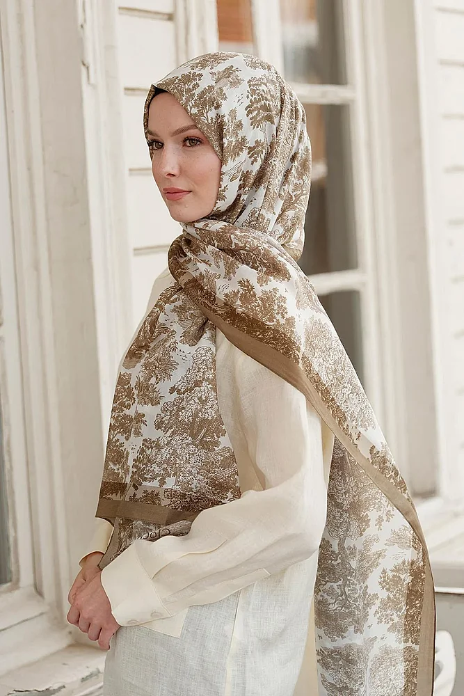 Cloche Hazel Şal Krem Haki