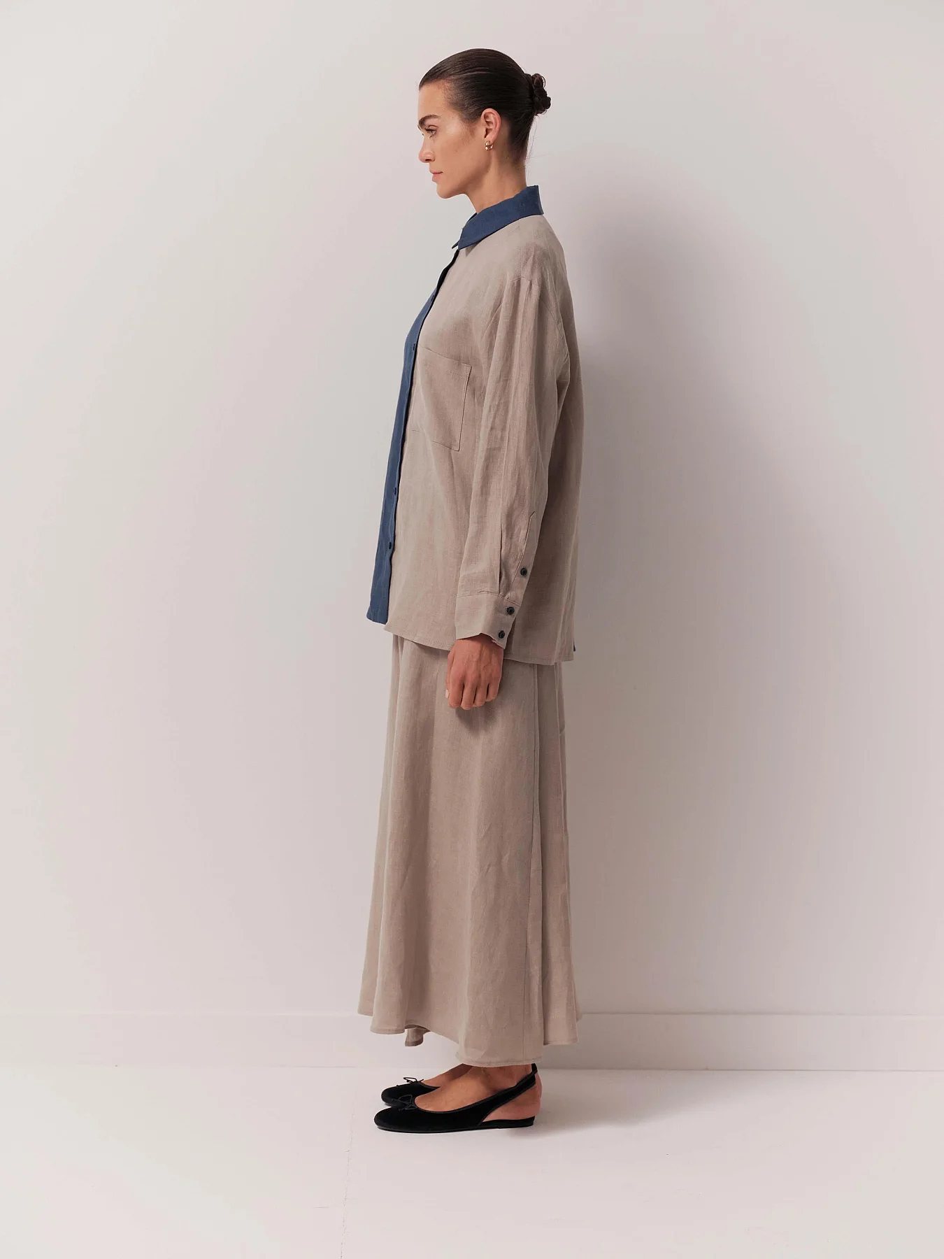 Cloche Liva Çift Renkli Gömlek İndigo-Taş - 8