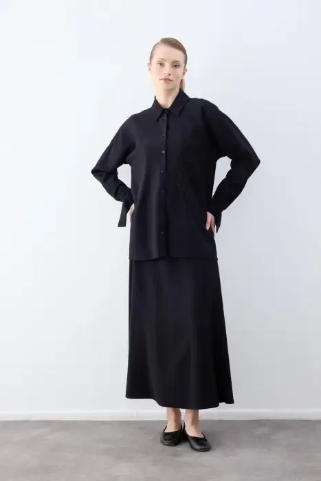 Cloche Navis Nakışlı Gömlek SİYAH - 2