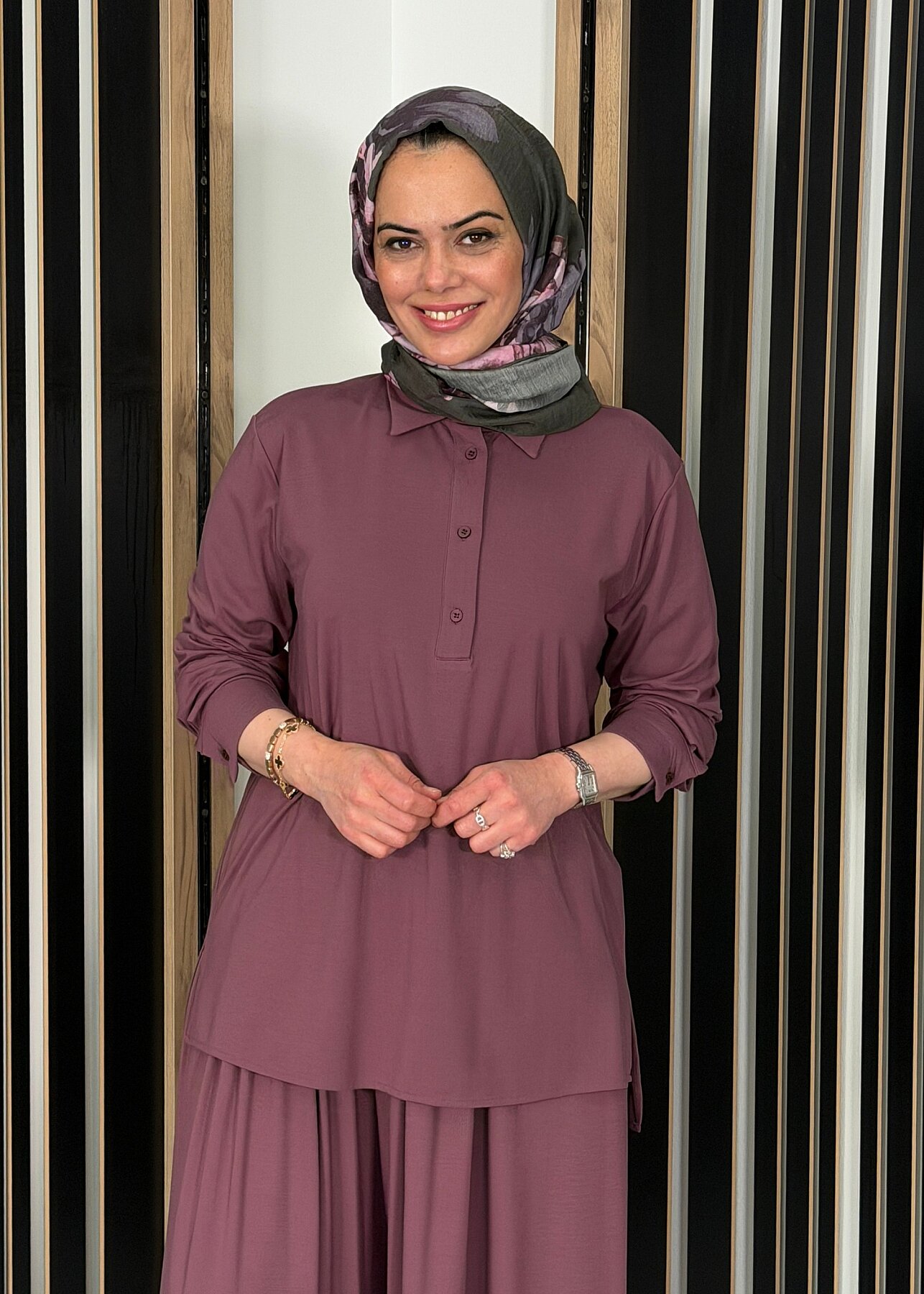 Cloche Önü Düğmeli Tril Bluz GÜL KURUSU - 3