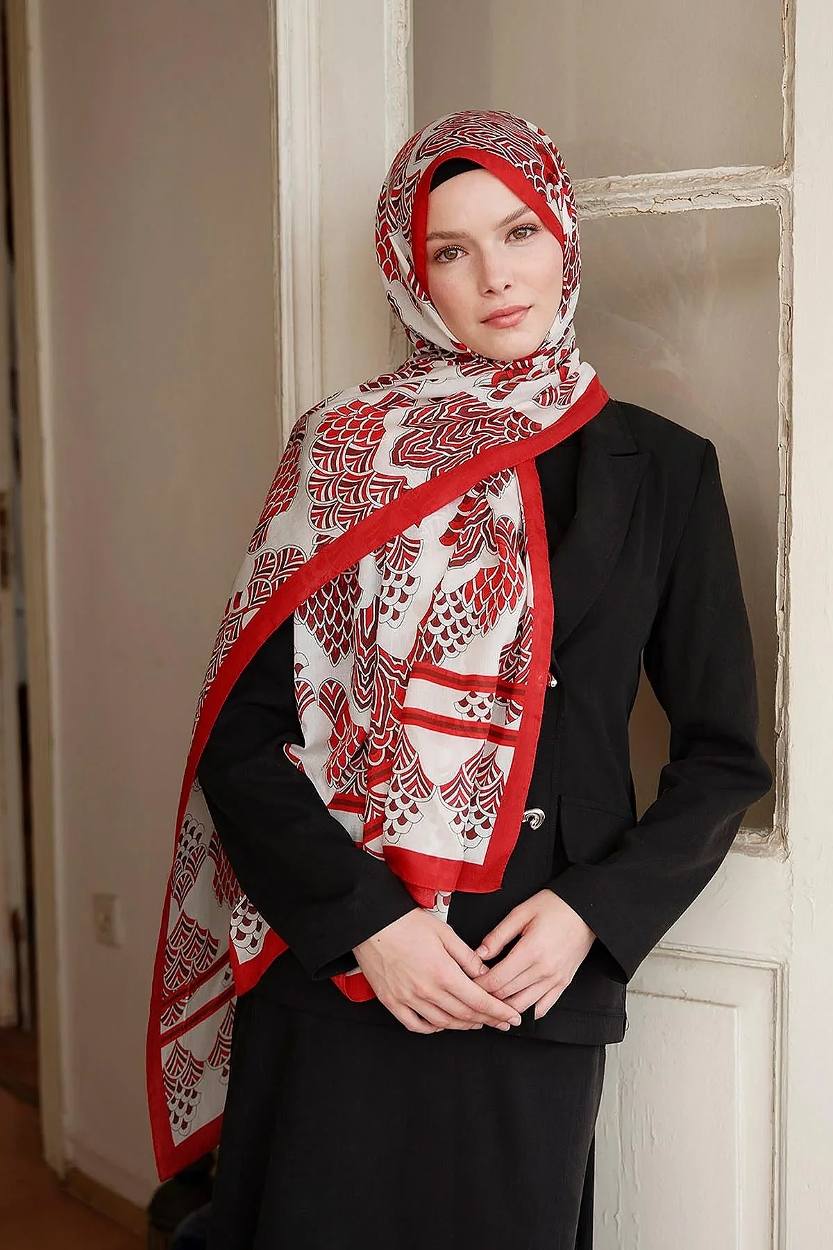 Cloche Palma Şal KIRMIZI - 1