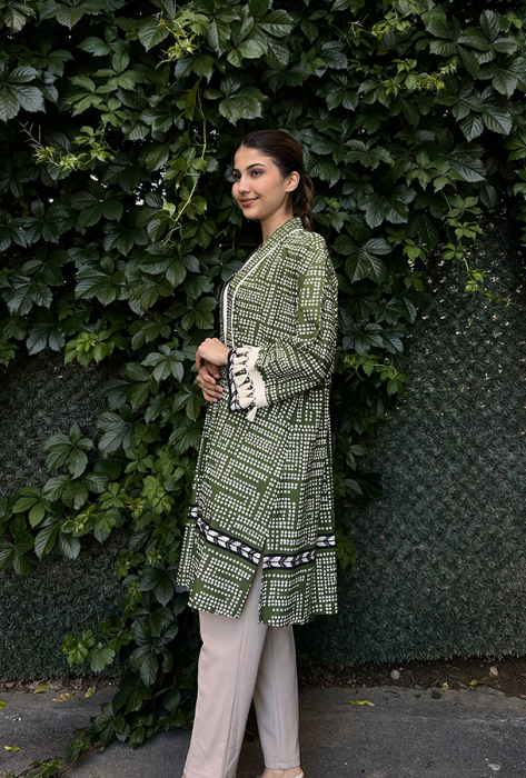 Cloche Pıuantiye Desenli Kimono YEŞİL - 3