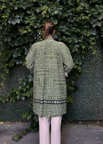 Cloche Pıuantiye Desenli Kimono YEŞİL - 4