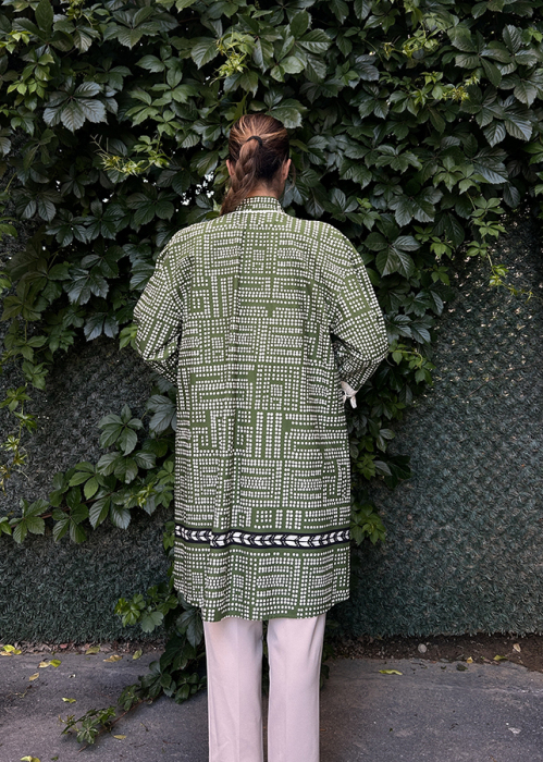 Cloche Pıuantiye Desenli Kimono YEŞİL - 4