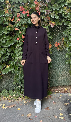 Cloche Sivet Çıtçıtlı Elbise MÜRDÜM