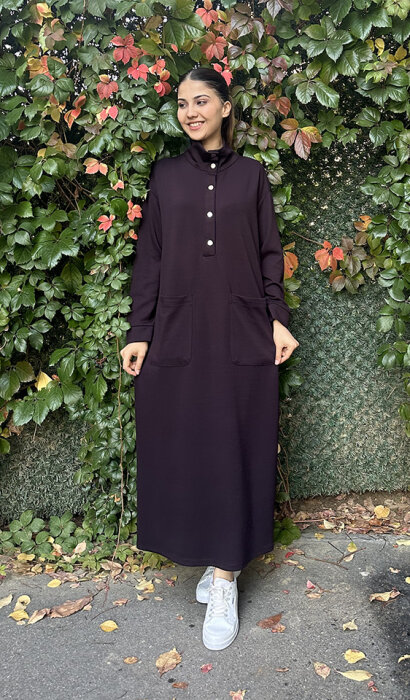 Cloche Sivet Çıtçıtlı Elbise MÜRDÜM - 1