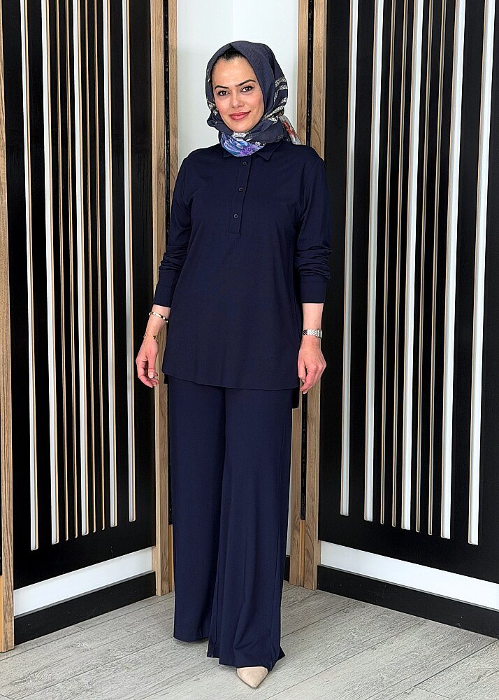 Cloche Tril Korsajlı Pantolon LACİVERT