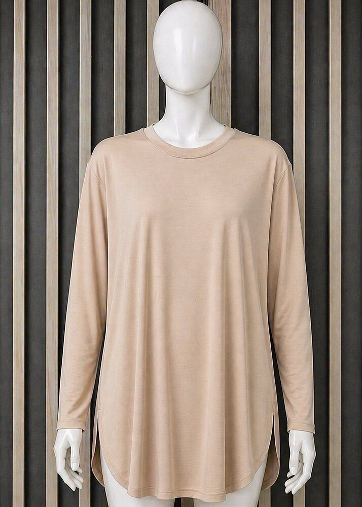 Cloche Tril Uzun Kollu T-Shirt BEJ