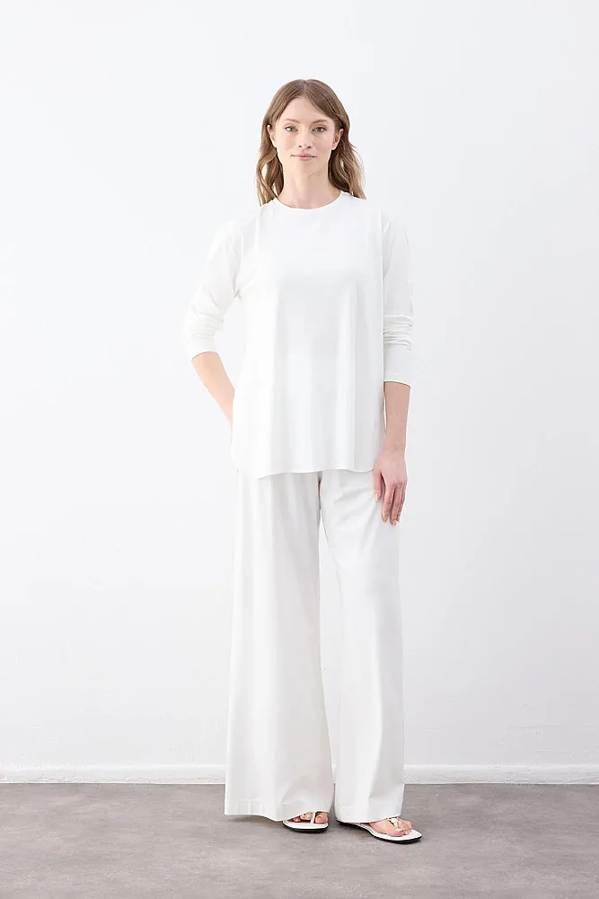 Cloche Tril Uzun Kollu T-Shirt EKRU - 5