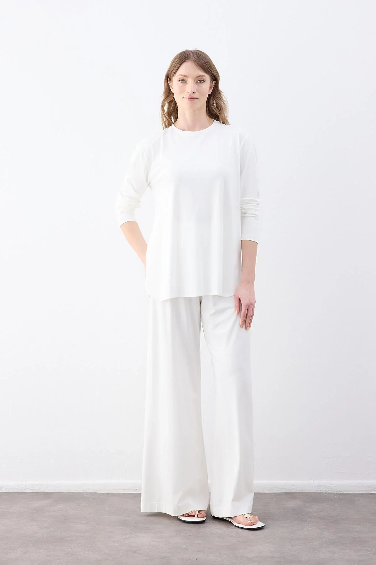 Cloche Tril Uzun Kollu T-Shirt EKRU - 5