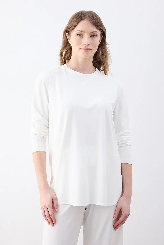 Cloche Tril Uzun Kollu T-Shirt EKRU
