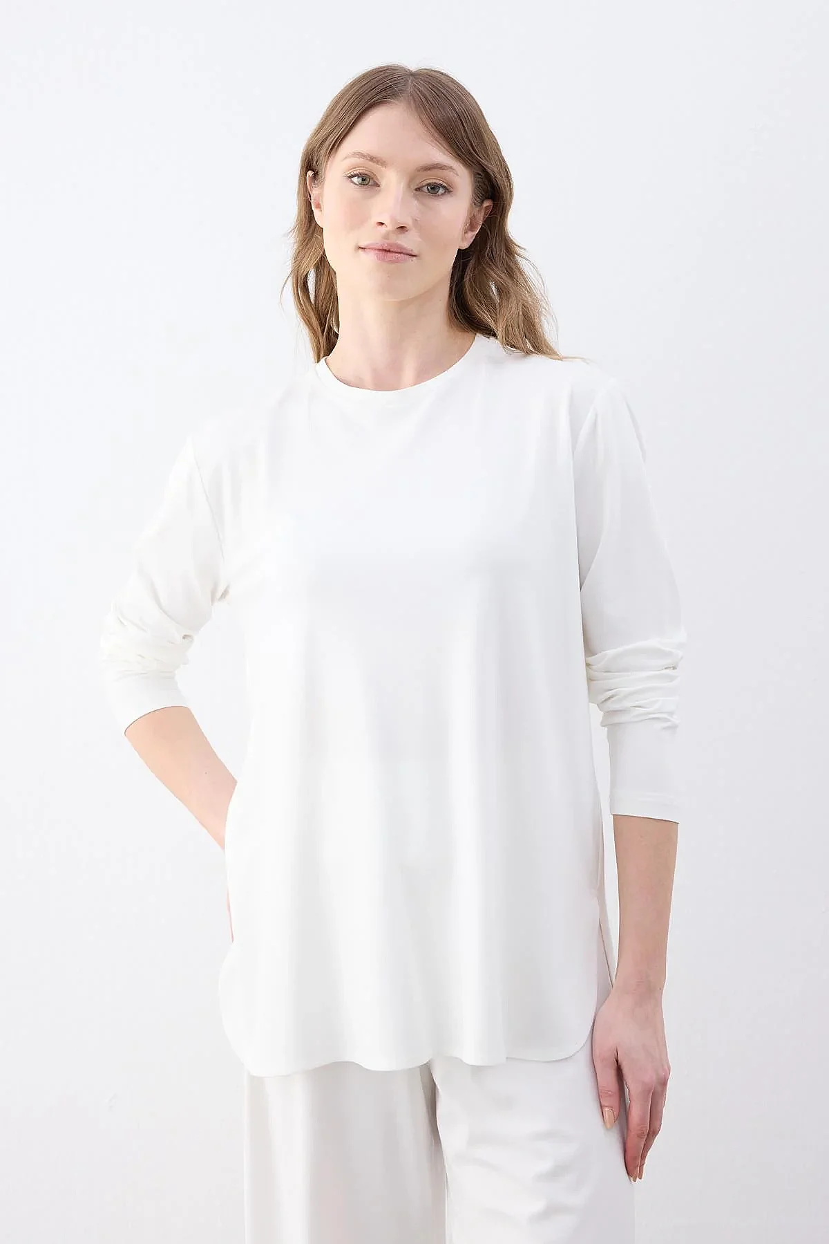 Cloche Tril Uzun Kollu T-Shirt EKRU - 7