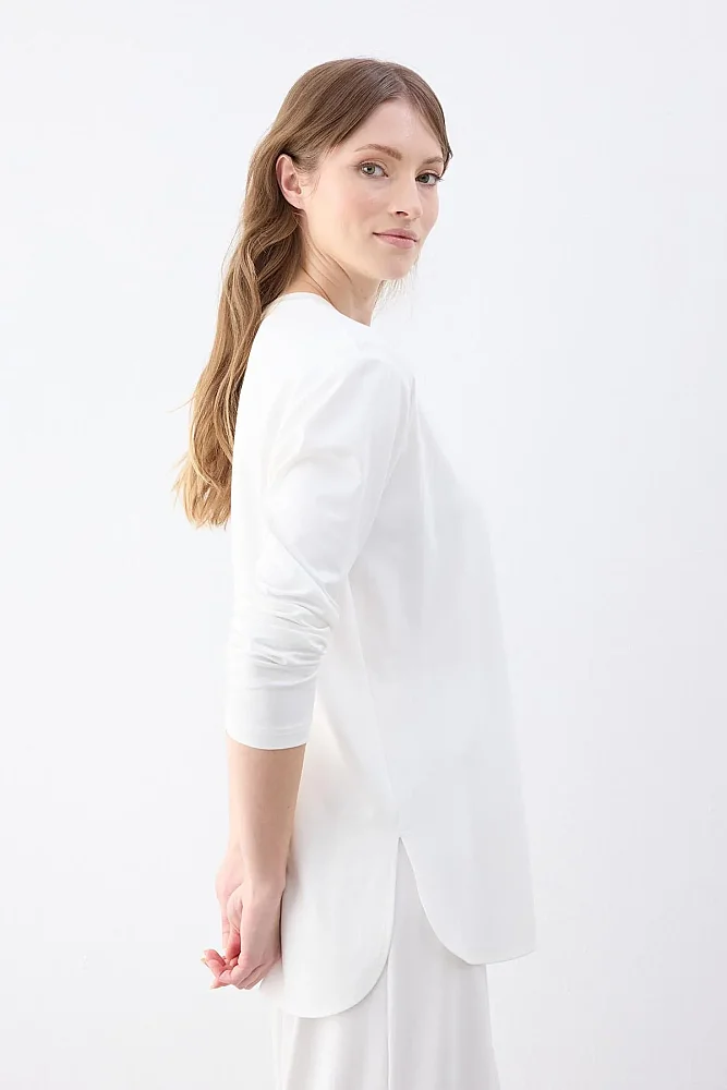 Cloche Tril Uzun Kollu T-Shirt EKRU - 8