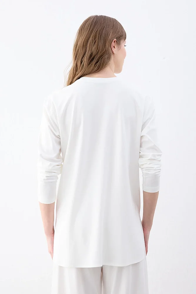 Cloche Tril Uzun Kollu T-Shirt EKRU - 9