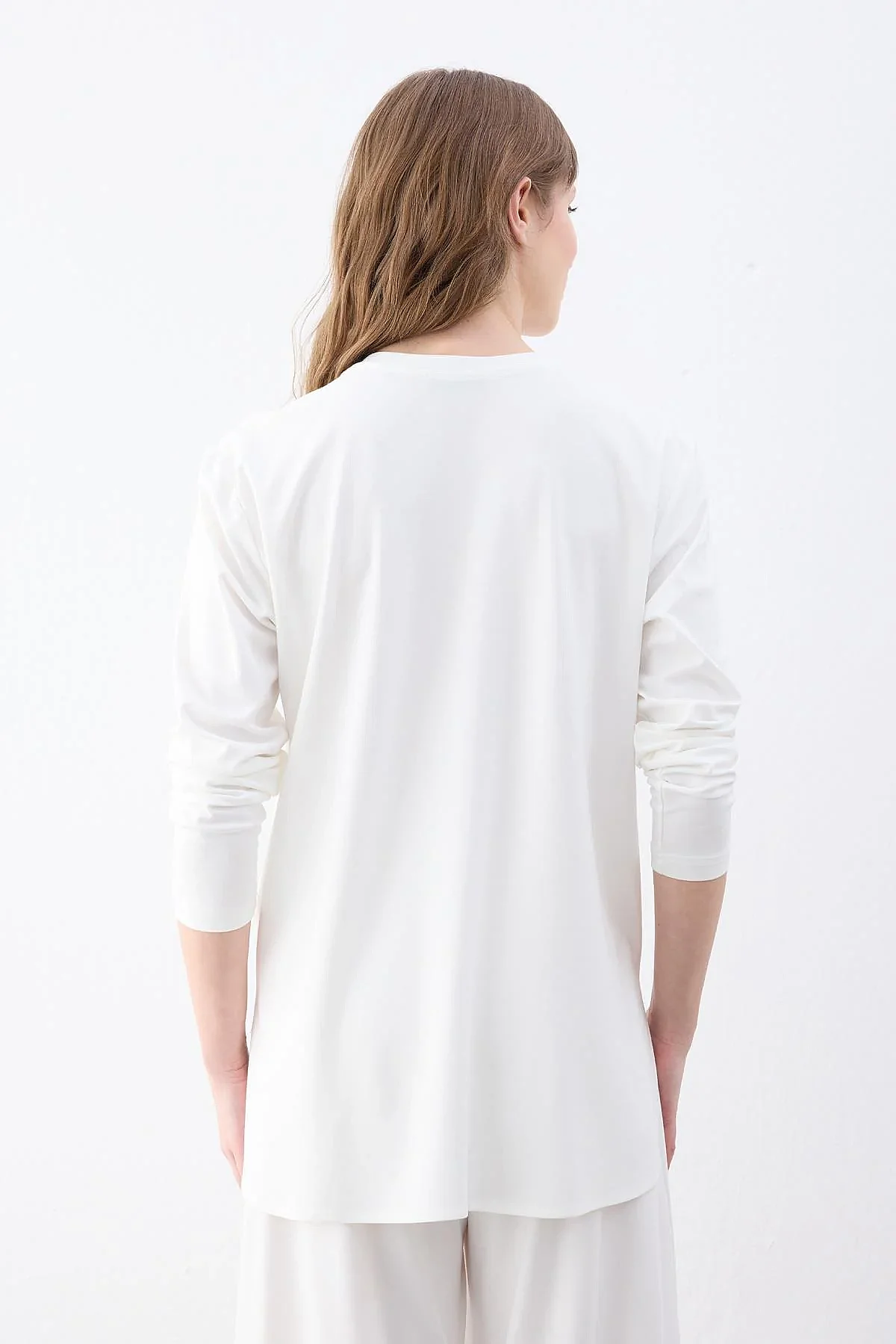 Cloche Tril Uzun Kollu T-Shirt EKRU - 9
