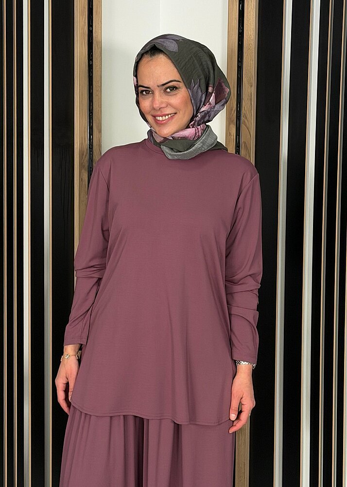 Cloche Tril Uzun Kollu T-Shirt GÜL KURUSU