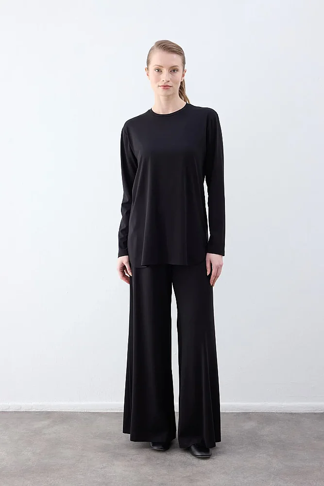 Cloche Tril Uzun Kollu T-Shirt SİYAH - 4