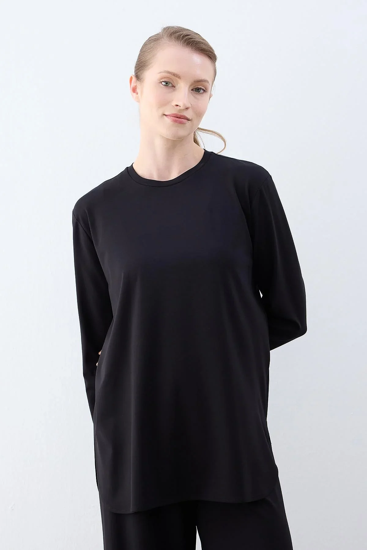 Cloche Tril Uzun Kollu T-Shirt SİYAH - 7