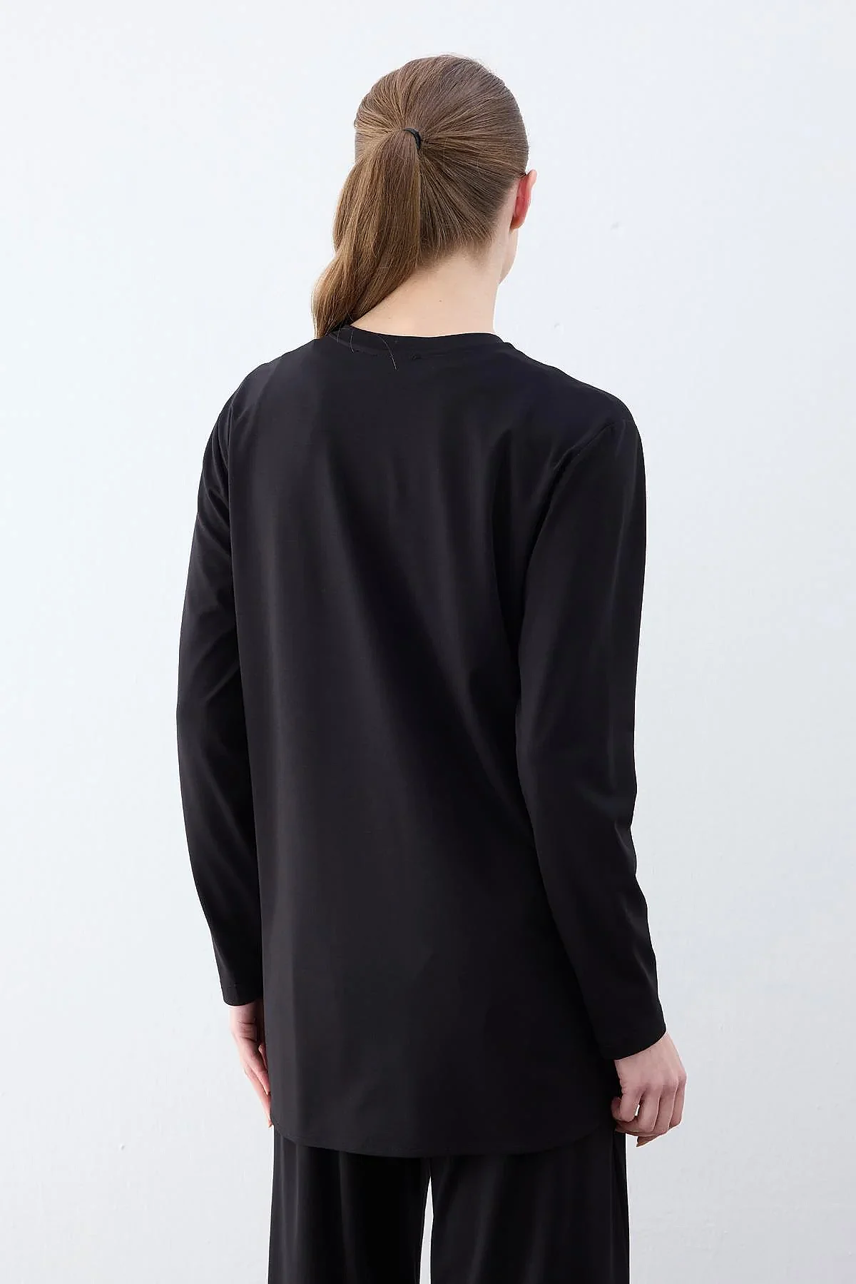 Cloche Tril Uzun Kollu T-Shirt SİYAH - 8