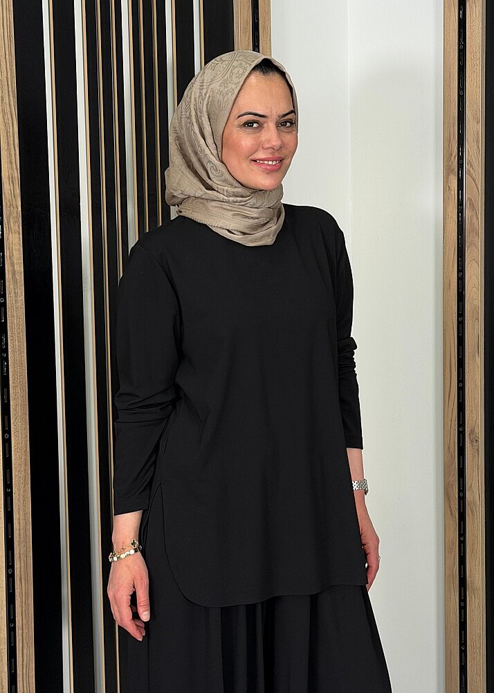 Cloche Tril Uzun Kollu T-Shirt SİYAH - 3