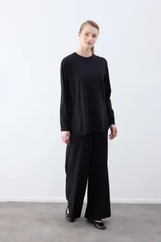 Cloche Tril Uzun Kollu T Shirt SİYAH - 2