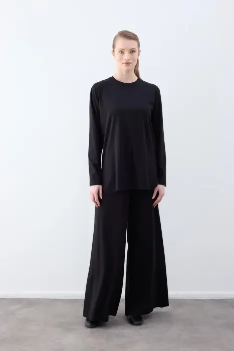 Cloche Tril Uzun Kollu T Shirt SİYAH - 3