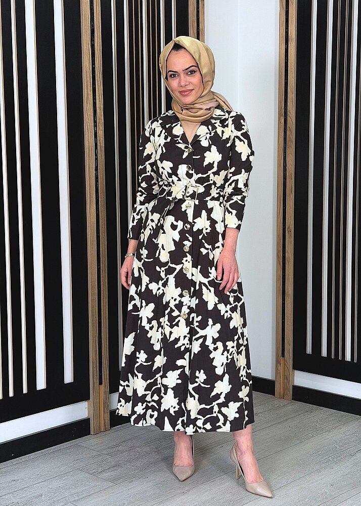 ExQuise Eirene Elbise Kahverengi/Krem - 2