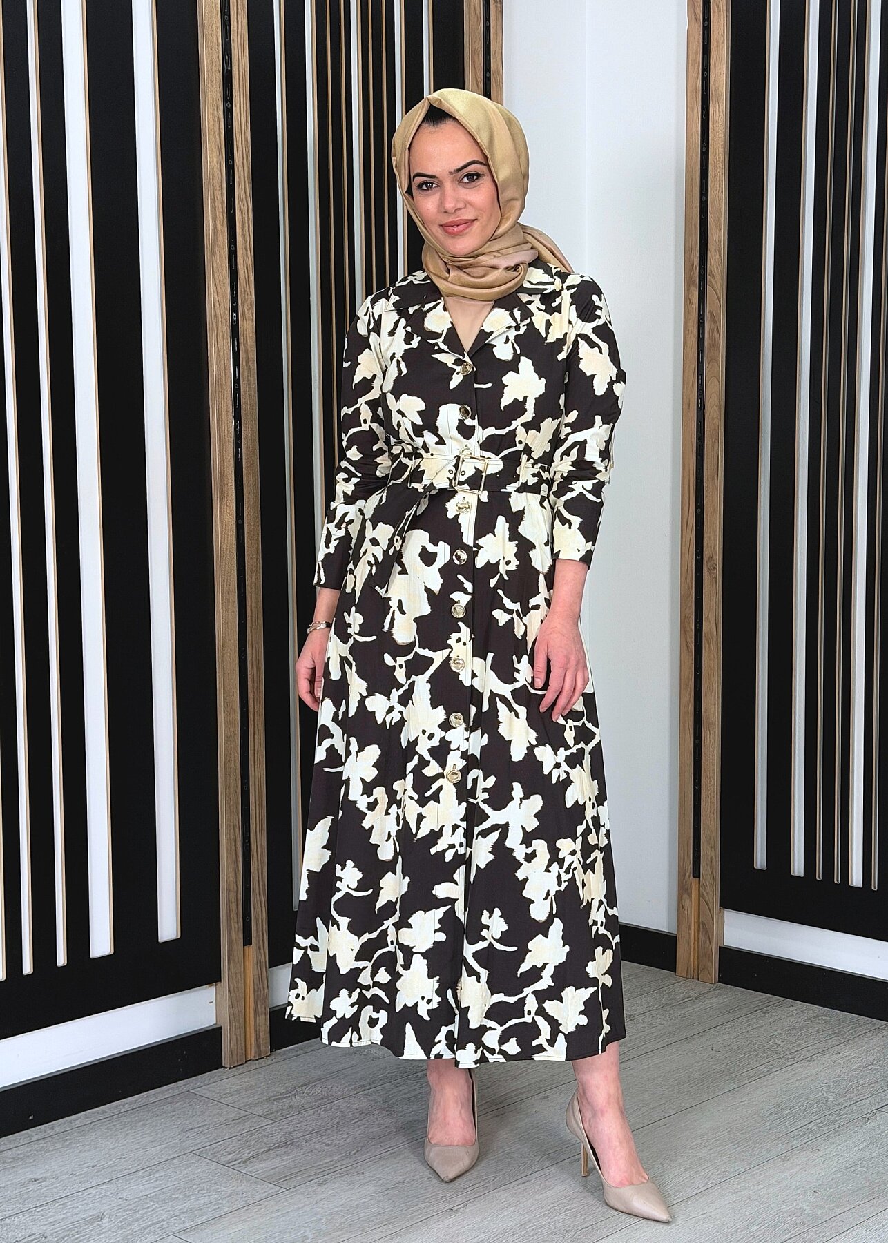 ExQuise Eirene Elbise Kahverengi/Krem - 2