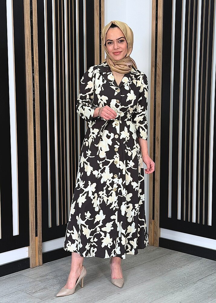 ExQuise Eirene Elbise Kahverengi/Krem - 3