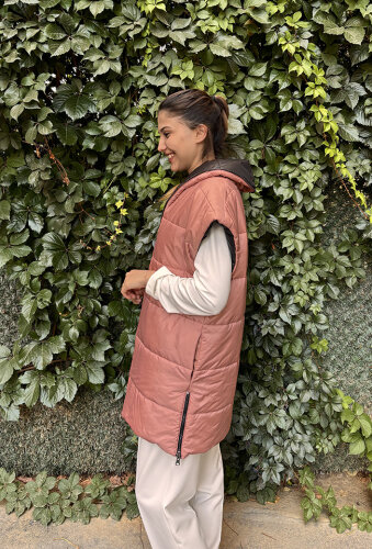 Hukka Çift Taraflı Yelek Siyah/Somon - 3