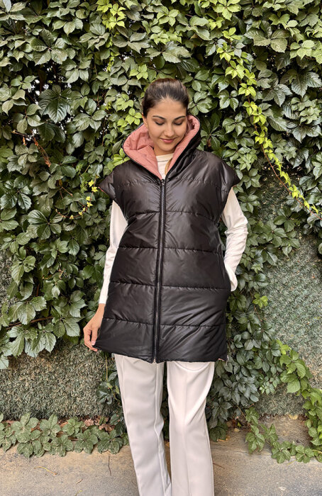 Hukka Çift Taraflı Yelek Siyah/Somon - 4