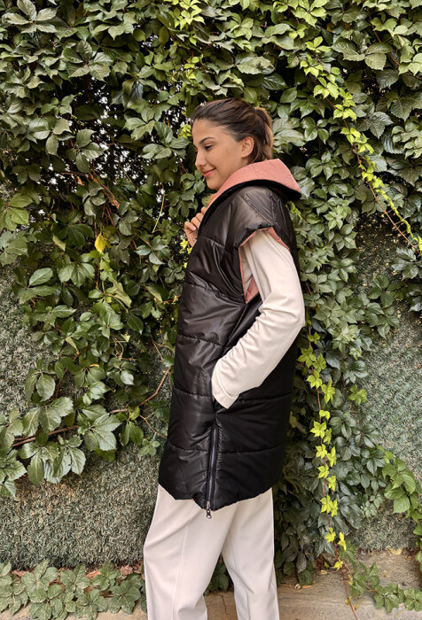 Hukka Çift Taraflı Yelek Siyah/Somon - 5