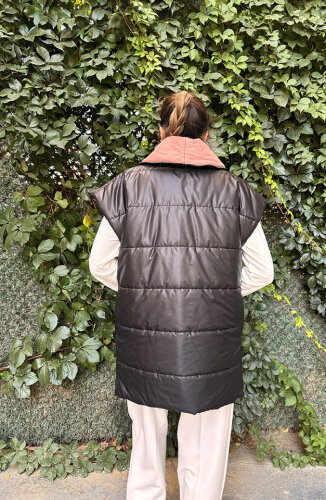 Hukka Çift Taraflı Yelek Siyah/Somon - 6