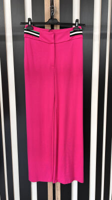 Hukka Fuşya Bol Paça Beli Şerit Detaylı Pantolon FUŞYA - 4