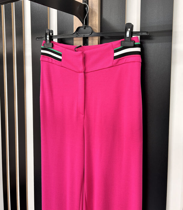 Hukka Fuşya Bol Paça Beli Şerit Detaylı Pantolon FUŞYA - 5