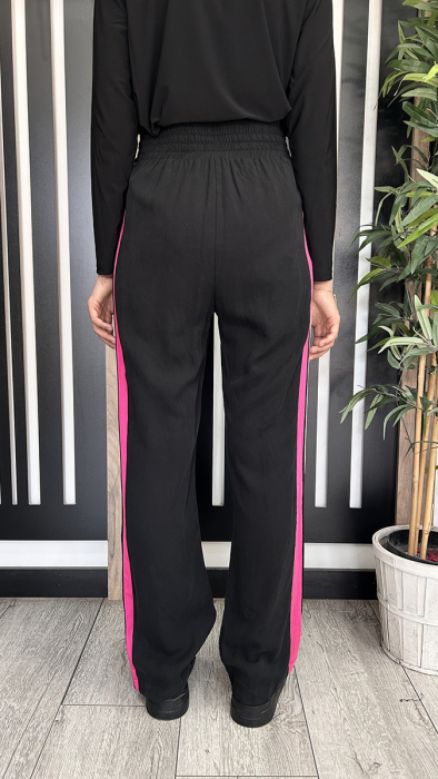 Hukka Siyah Yanları Sim Şeritli Bol Paça Pantolon SİYAH - 3