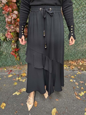 Hukka Volanlı Etek SİYAH - 1
