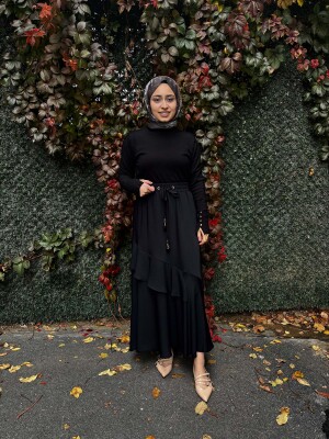 Hukka Volanlı Etek SİYAH - 2