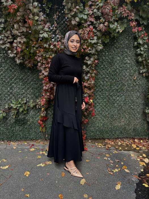 Hukka Volanlı Etek SİYAH - 3