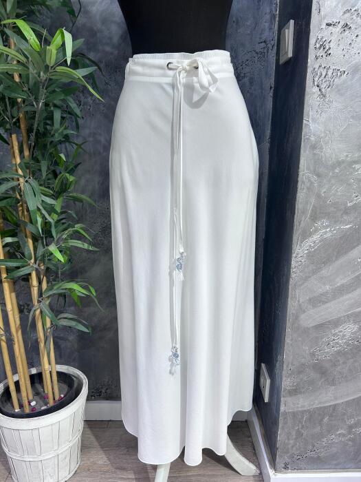 Hukka Yandan Fermuarlı Etek BEYAZ - 5