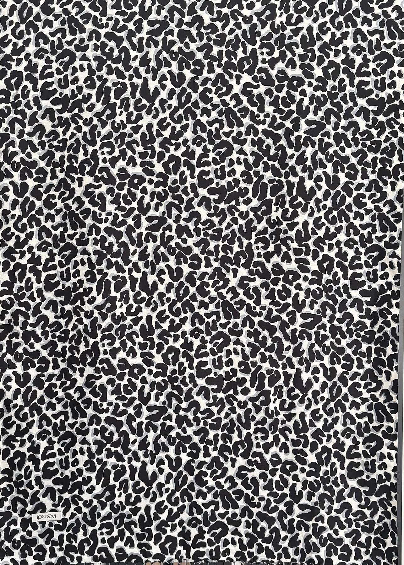 İpek Evi Leopar Desenli %100 İpek Şal SİYAH - 1