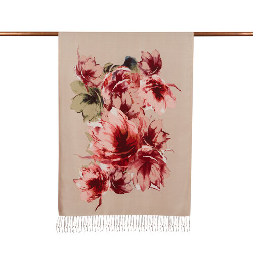 İpek Evi Uyanış Desenli İpek Şal VİZON - 2